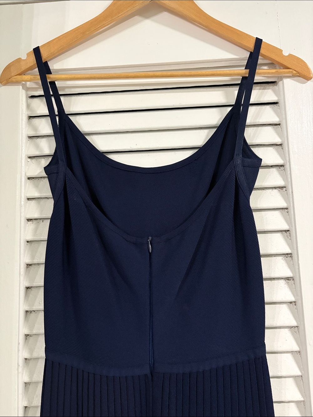 Herve Leger Vintage Navy Spaghetti Strap Pleated Mini Dress - Picture 8 of 11